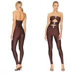 New! Ronny Kobo Delrey Catsuit Brown‎ Cut Out Strapless Sz XS $468 Brown Photo 2