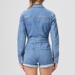 Paige  Vintage Collection Maggy Tie Waist Long Sleeve Denim Romper Shorts 8 NWT Photo 3