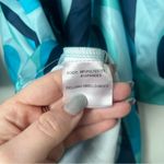 Princess Polly Dominique Retro Blue Swirl Satin Long Sleeve Cut Out Dress 2 Photo 8