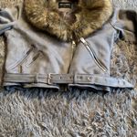 EUC Bellivera grey faux suede leather jacket with removable collar size large Gray Photo 3