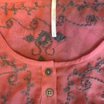 Free People Pennies Sequel Semi-Sheer Rust Embroidered 3/4-Slv Blouse Top VGUC XS Photo 9