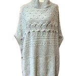 Talbots  Womens Gray Sleeveless Cable Knit Poncho Cape Sweater Size S Mock Neck Photo 0