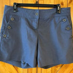 Isaac Mizrahi  Women's Blue Tailored Flat Front Shorts High Rise w/ Pocket Size 8 Photo 0