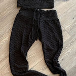 Black Textured Tank Top and Joggers Set Black Size M Photo 0