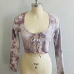 Blue Blush Long Sleeve Tie Front Tie Dyed Top- Size Medium- NWT Photo 0