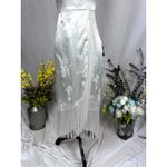Lulus  On the Dance floor White Jacquard Fringe One-Shoulder Midi Dress XS Photo 4