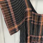 Free People  Black Orange Plaid Mini Dress Oversized Baby Doll Photo 5