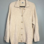 American Eagle Ribbed Button Front Cardigan Oversized Size M Cream Relaxed Size M Photo 0