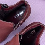Soda Boots Zipper Side Lug Sole Ankle Moto Boots Red Size 10 Photo 7