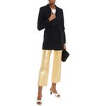 Alice + Olivia Womens Kylie Black Pinstrip Knit Blazer Sz M Elastic Drawstring Photo 1