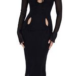 House Of CB  Ophelia Plus Cup Cut Out Long Sleeve Black Midi Dress L+ 14-16 Photo 0