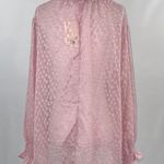 Everleigh New Smocked Mock Neck Long Sleeve Sheer Blouse Blush Photo 10