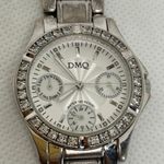 DMQ women silver tone watch 31mm rhinestones quartz bracelet size 6.5” running Photo 2