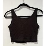 Uniqlo  Cropped Tank Top Womens Small Black Ribbed Henley Stretch Concert Travel Photo 1
