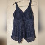 Avenue NAVY Jacquard Tankini Swim Top, Size:US 14W Blue Photo 6