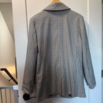 A New Day Long Line Double Breasted Blue White Black Plaid Blazer Jacket Button Photo 4