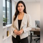 BLANK NYC Denim Pinstriped Cream Jacket Size XS Photo 1