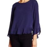 Everleigh  • Navy Flutter Hem Bell Sleeve Blouse Photo 1