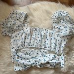 Lulus LULU’S In The Artists Garden White Puff Sleeve Tie Back Top Photo 5