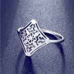 Boutique 14k White Gold‎ Plated 316L Cutout Filigree Hollow Ring, Size 10 Photo 14