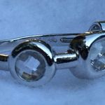 Stylish Women's Silver Ring, Round and Square Faceted Accents, Size 7 Photo 4
