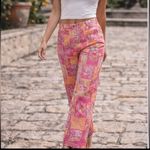 Hawaiian Tropic  Vintage 80s Sz 14 Pink Patchwork Ankle Pants Photo 1