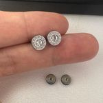 CZ Cubic Zirconia Stud Earrings for Men Women Streetwear Unisex Style Silver Photo 6