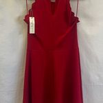 Nine Britton Red Scalloped Mini Dress Medium Niya Flared Sleeveless Halter NWT Photo 4