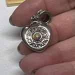 Silver Tone Heart Charm With Aurora Borealis Crystal‎ Photo 2