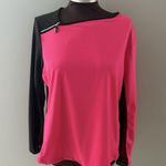 Jamie Sadock Shirt Size L Hot Pink & Black Mesh Sleeve Zip Shoulder Golf Tennis Size L Photo 0
