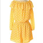 MICHAEL Michael Kors Off Shoulder Long Sleeve Yellow Print Boho Romper M Size M Photo 1