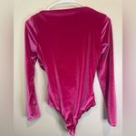 ZARA Hot Pink Velvet Bodysuit Women Small Asymmetrical Neckline Long Sleeves Photo 4