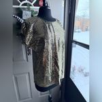 Vintage 90s Jessica Michelle gold sequin cap sleeve top, size large Photo 1