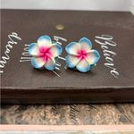 Handmade Vintage Y2K Polymer Clay Plumeria Flower Earrings Photo 3