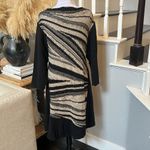 Scala  Vintage Abstract Long Sleeve Linen Blend Midi Dress Size Large Photo 4