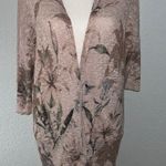 Ginger G Blush Long Kimono Tan Floral Cardigan Shawl Size Large Photo 0