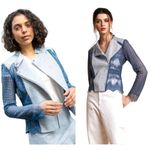 Chelsea And Walker Jacket‎ Women 4 Blue Crochet Lace Mario Denim Jacket Preppy Photo 1