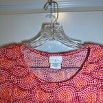 Jaclyn Smith  Pink/Orange Print Scoop Neck Short Sleeve Blouse L Photo 3