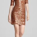 BCBGMAXAZRIA BCBGMAXARIA SEQUIN DRESS MARTA ROSE GOLD FITTED STRETCH PARTY HOLIDAY LARGE Photo 0