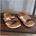 ASOS Gold and Pink Sandals with Knot Detail Photo 4