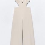 ZARA Wide Leg Jumpsuit Ecru Romper Coctail Part Night Out Date Shower Wedding Photo 9