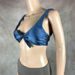 Anne cole Scoop-Neck Blue Shiny Bikini Top NWT L Photo 6