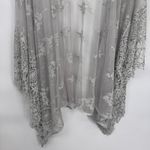 Cal Style Kimono Top Womens XL Silver Lace Crochet Witchy Romantic Fairy Gray Photo 2