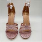 Perphy Glitter Ankle Strap Heels Womens 8.5 Pink Open‎ Toe Evening Party Shoes Photo 3