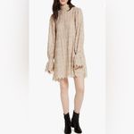 Free People Size XS Simone Crochet Lace Mock Neck Bell Sleeve Mini Shift Dress Photo 1