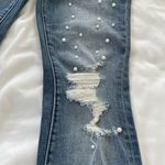 AQUA NWT ‎ Pearl Embellished Distressed Straight Leg Jeans Ankle Cropped Size 24 Photo 6