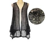 Nouveau Monde Mesh Vest Sz S Boho Open Whimsigoth Festival Black Speckle Indie Photo 1