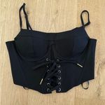 Club L  - Obsessed Lace Up Corset Style Top in Black Photo 0