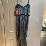 Little Mistress Silver & Black Metallic Sequined Sleeveless Maxi Dress NWT Sz 10 Photo 2