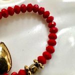 Red and gold tone heart locket beaded bracelet Photo 9